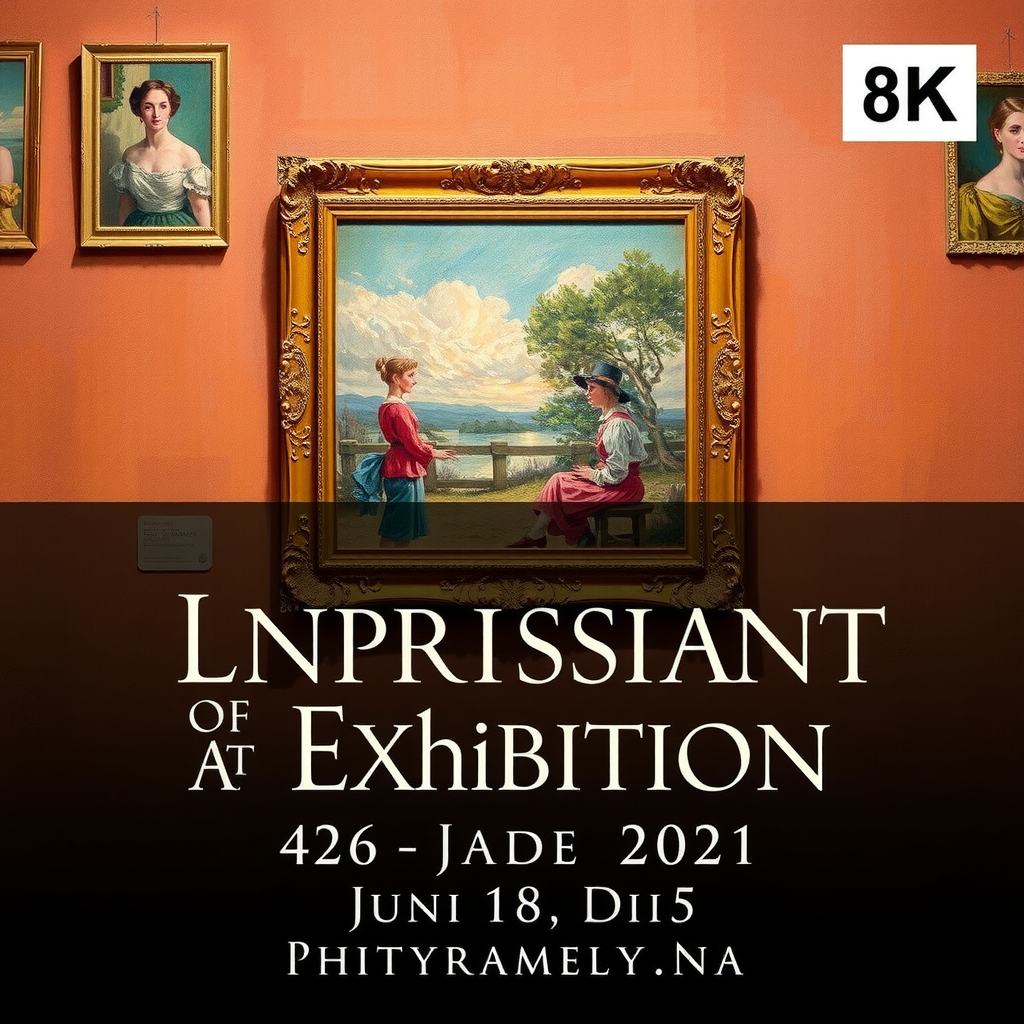 A vibrant promotional image for an Impressionist art exhibition, featuring a classic painting with elegant typography announcing the event dates.